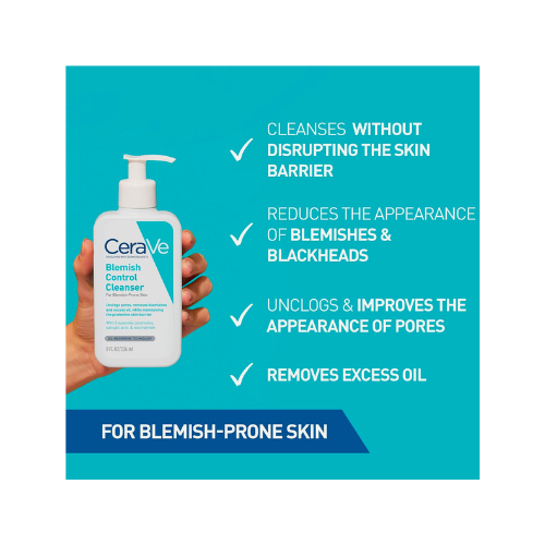 CeraVe Blemish Control Cleanser | Acne Face Wash with Salicylic Acid & Niacinamide 236ml - megamartuae