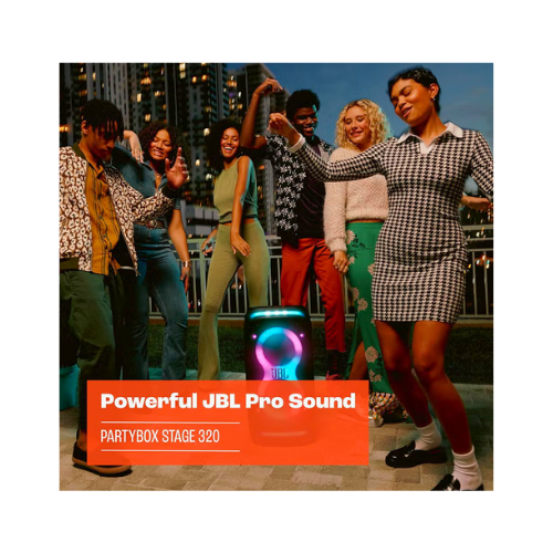 JBL PartyBox Stage 320 Wireless Party Speaker with Dual Digital Microphones | Deep Bass & LED Light Show - megamartuae