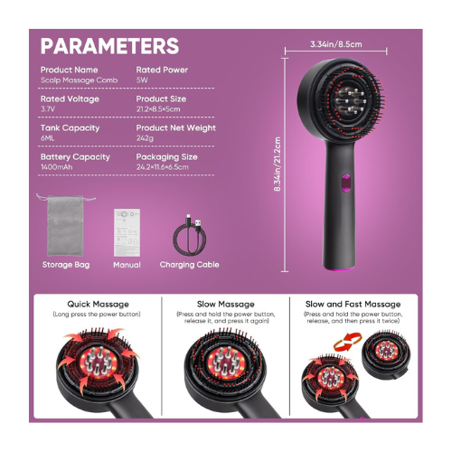 2-in-1 Hair Oil Brush & Scalp Massager – Hair Growth Tool - megamartuae