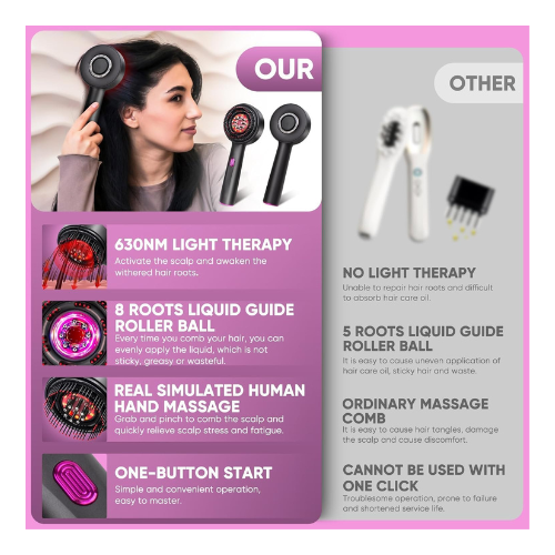 2-in-1 Hair Oil Brush & Scalp Massager – Hair Growth Tool - megamartuae