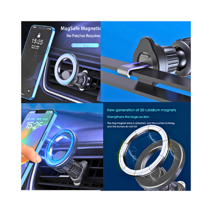 2-in-1 Magnetic Car Phone Holder [Pack of 2] | Dashboard & Air Vent Mount with Strong Magnet & 360° Rotation - megamartuae