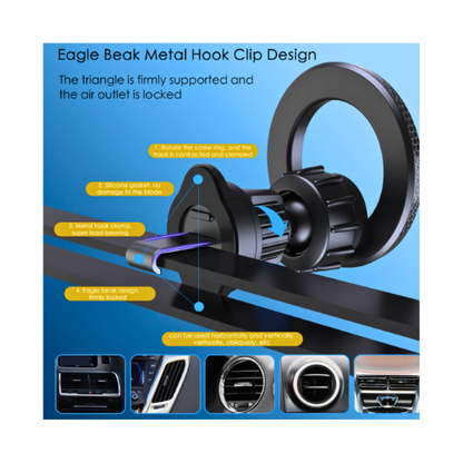 2-in-1 Magnetic Car Phone Holder [Pack of 2] | Dashboard & Air Vent Mount with Strong Magnet & 360° Rotation - megamartuae