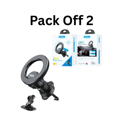 2-in-1 Magnetic Car Phone Holder [Pack of 2] | Dashboard & Air Vent Mount with Strong Magnet & 360° Rotation - megamartuae