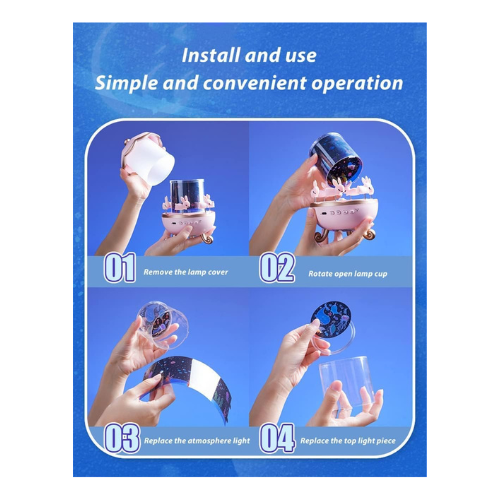 Bunny Carousel Night Light Projector – Rotating LED Star Lamp with 5 Films set for Kids Room & Nursery Decor - megamartuae