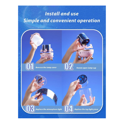 Bunny Carousel Night Light Projector – Rotating LED Star Lamp with 5 Films set for Kids Room & Nursery Decor - megamartuae