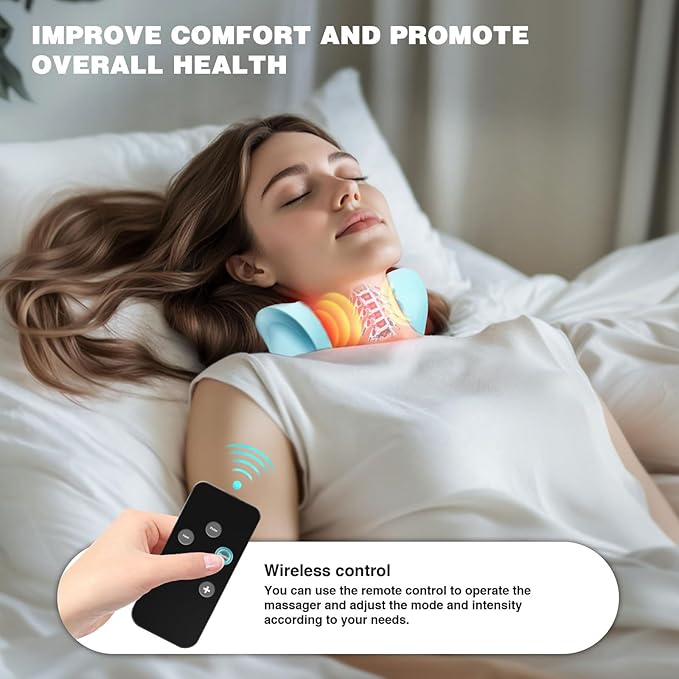EMS Neck Massager with Heat – Electric Pulse Therapy for Neck & Shoulder Pain Relief - megamartuae