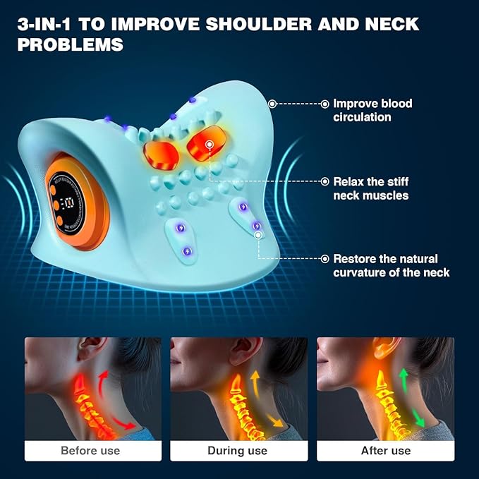 EMS Neck Massager with Heat – Electric Pulse Therapy for Neck & Shoulder Pain Relief - megamartuae