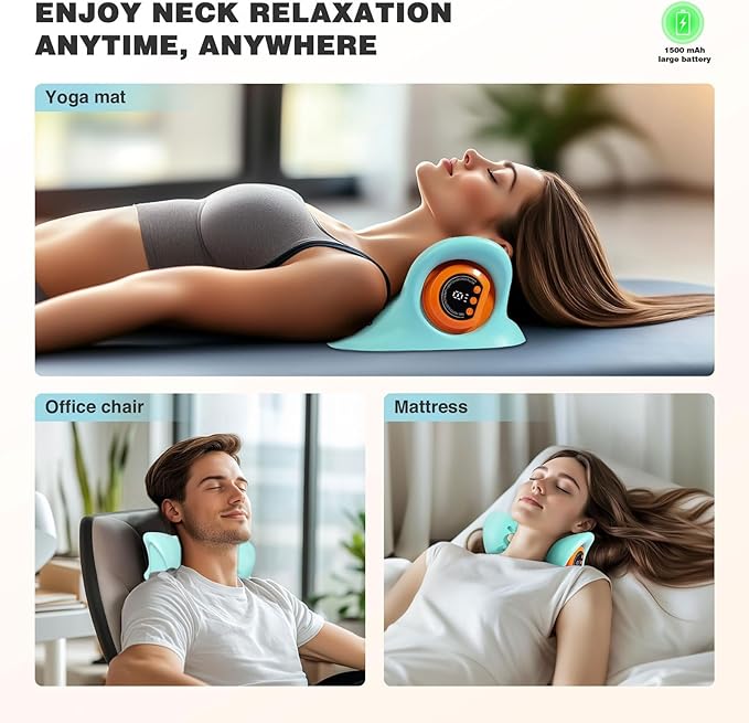 EMS Neck Massager with Heat – Electric Pulse Therapy for Neck & Shoulder Pain Relief - megamartuae