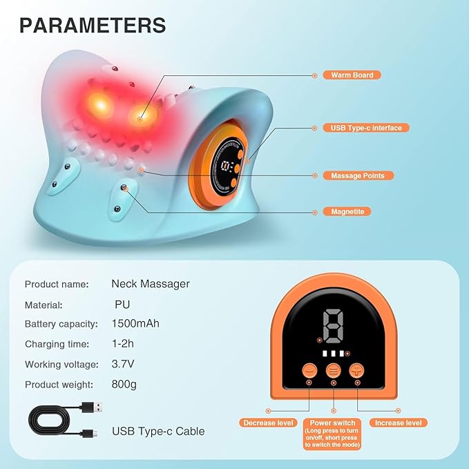 EMS Neck Massager with Heat – Electric Pulse Therapy for Neck & Shoulder Pain Relief - megamartuae