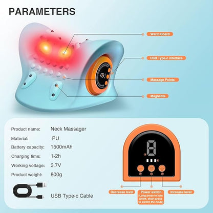 EMS Neck Massager with Heat – Electric Pulse Therapy for Neck & Shoulder Pain Relief - megamartuae