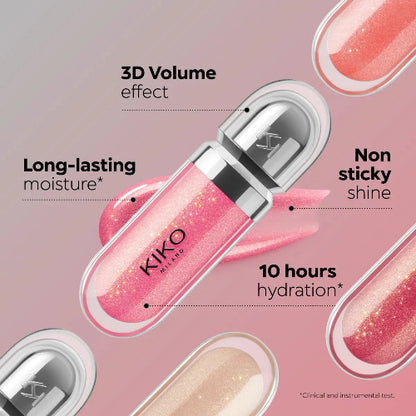 KIKO MILANO 3D Hydra Lipgloss – Hydrating, Plumping Shine - megamartuae
