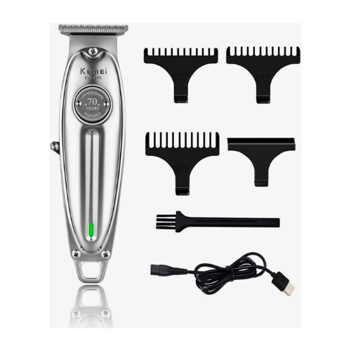 Kemei Original KM-1949 Professional Cordless Hair Clipper – Rechargeable Trimmer for Men, 120 Min Runtime, Silver - megamartuae