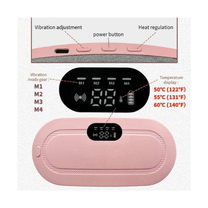 Period Belt Menstrual Cramp Relief – Heating Pad with 3 Temps & 4 Massage Modes - megamartuae