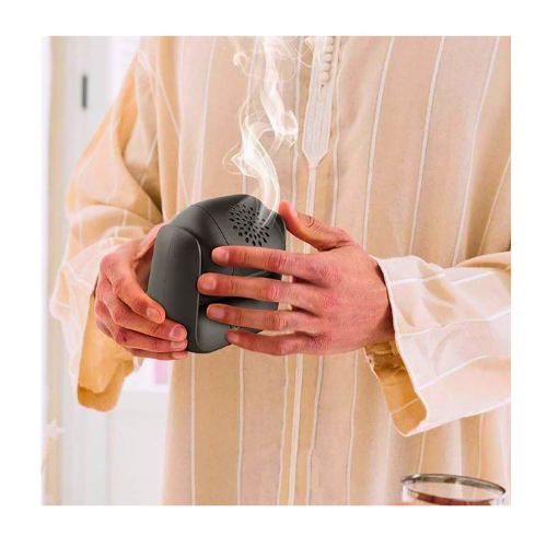 Upgraded Electric Rotational Bakhoor Burner | Rechargeable 90° Incense Burner with LED for Home & Car - megamartuae