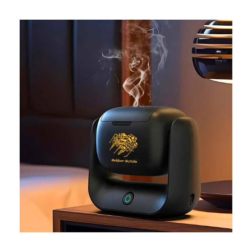 Upgraded Electric Rotational Bakhoor Burner | Rechargeable 90° Incense Burner with LED for Home & Car - megamartuae
