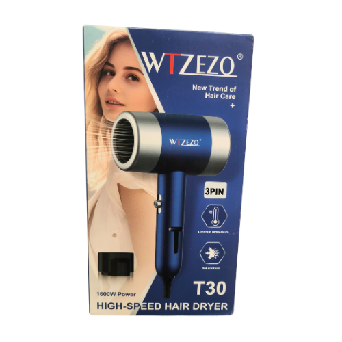 WTZEZO 1600W Professional Hair Dryer with Diffuser & Styling Nozzle – Fast Drying, Ionic Blow Dryer for Smooth & Shiny Hair - megamartuae