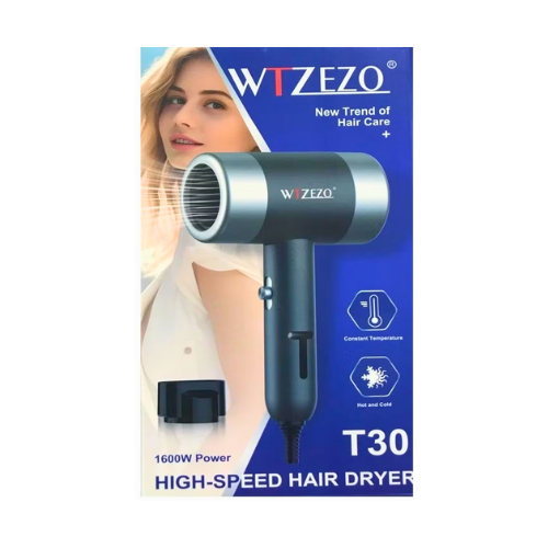WTZEZO 1600W Professional Hair Dryer with Diffuser & Styling Nozzle – Fast Drying, Ionic Blow Dryer for Smooth & Shiny Hair - megamartuae