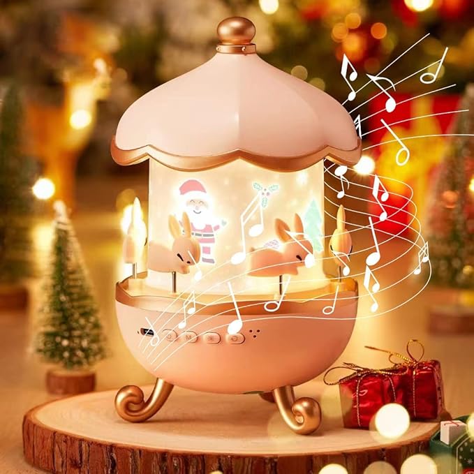Bunny Carousel Night Light Projector – Rotating LED Star Lamp with 5 Films set for Kids Room & Nursery Decor