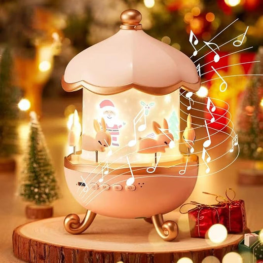 Bunny Carousel Night Light Projector – Rotating LED Star Lamp with 5 Films set for Kids Room & Nursery Decor