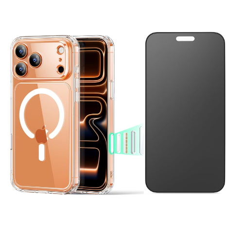 iPhone 17 Pro Combo Pack – Clear Protective Case + Privacy Screen Protector - megamartuae