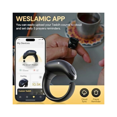 iTasbih Smart Zikr Ring | Digital Tasbeeh Counter with OLED Display & Magnetic Charging (5 Sizes in 1) - megamartuae